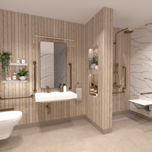 Doc M compliant Shower room Dorset. Hotel Disabled shower room.