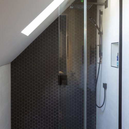 Shower area with a slope eaves design
