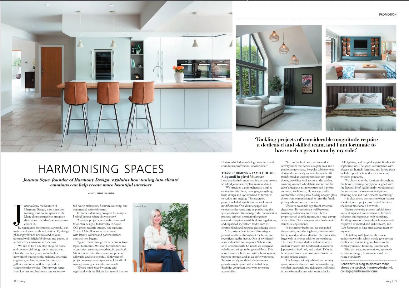 Dorset Living Magazine Promo article Harmony Design Ltd