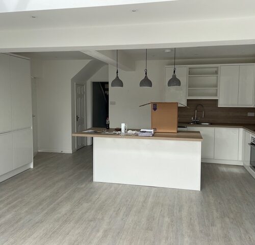 Before Japandi Mid-Century Kitchen, Dining & Living Space